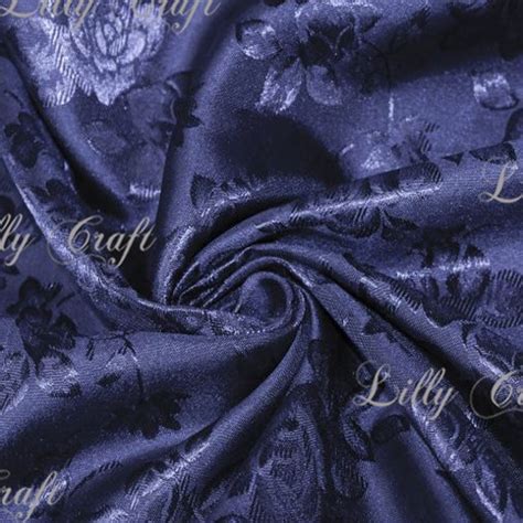 Navy Blue Metallic Silk Jacquard 